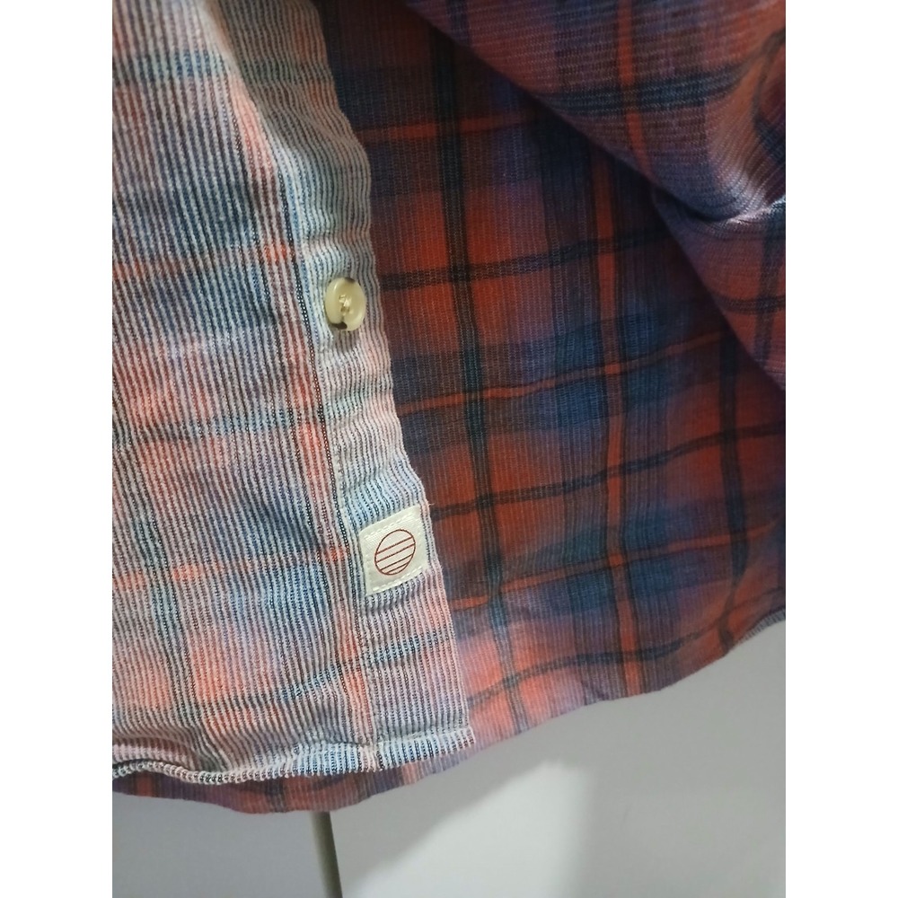 Marine Layer Plaid Button Down Light Corduroy Shirt Men's Size Medium Cotton - Picture 3 of 7